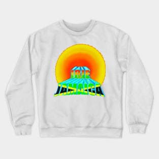 Irie Jamaica in the sun, Rasta colours and Jamaican flag in black green and gold inside the word Jamaica Crewneck Sweatshirt